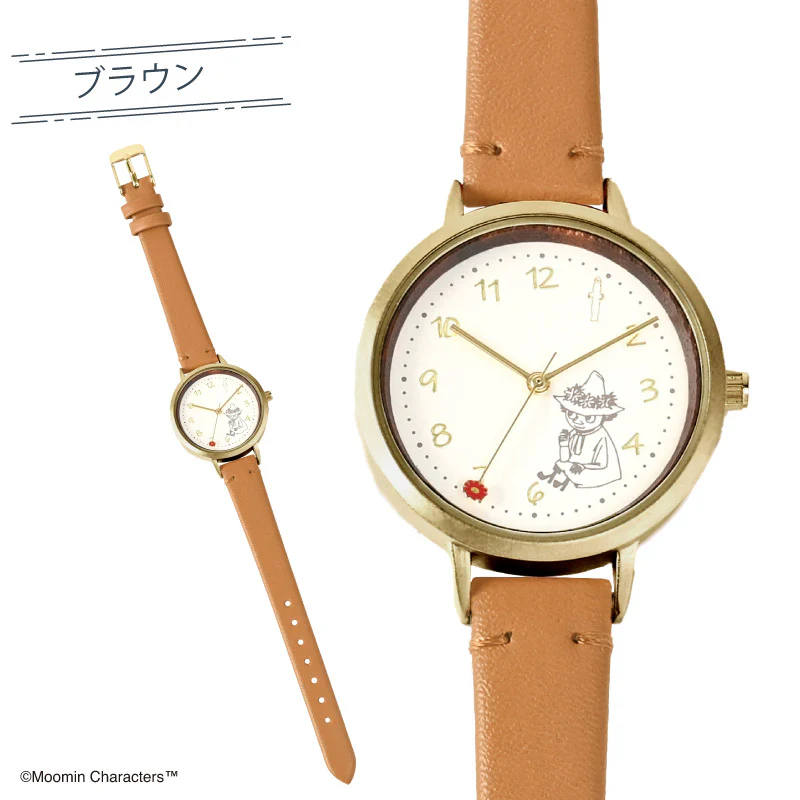 【レッド】ムーミン ウッドレザーウォッチ Y  MOM017 かわいい 腕時計 レディース 好評 ウォッチ 時計 アナログ時計 女性 キャラ アナログ シンプル 贈り物 プレゼント ギフト クリスマス 誕生日 公式ライセンス フィールドワーク