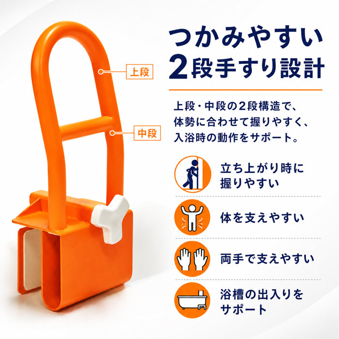 【口コミで高評価！すべりやすい浴室も安心です】浴室用 手すり 浴槽 お風呂 介護 滑り止め 浴室用手すり  介護用品 グリップ すべりにくい 手すり お風呂 入浴 サポート 滑り止め 取付簡単 安心 安全 入浴 お子様 高齢者 送料無料