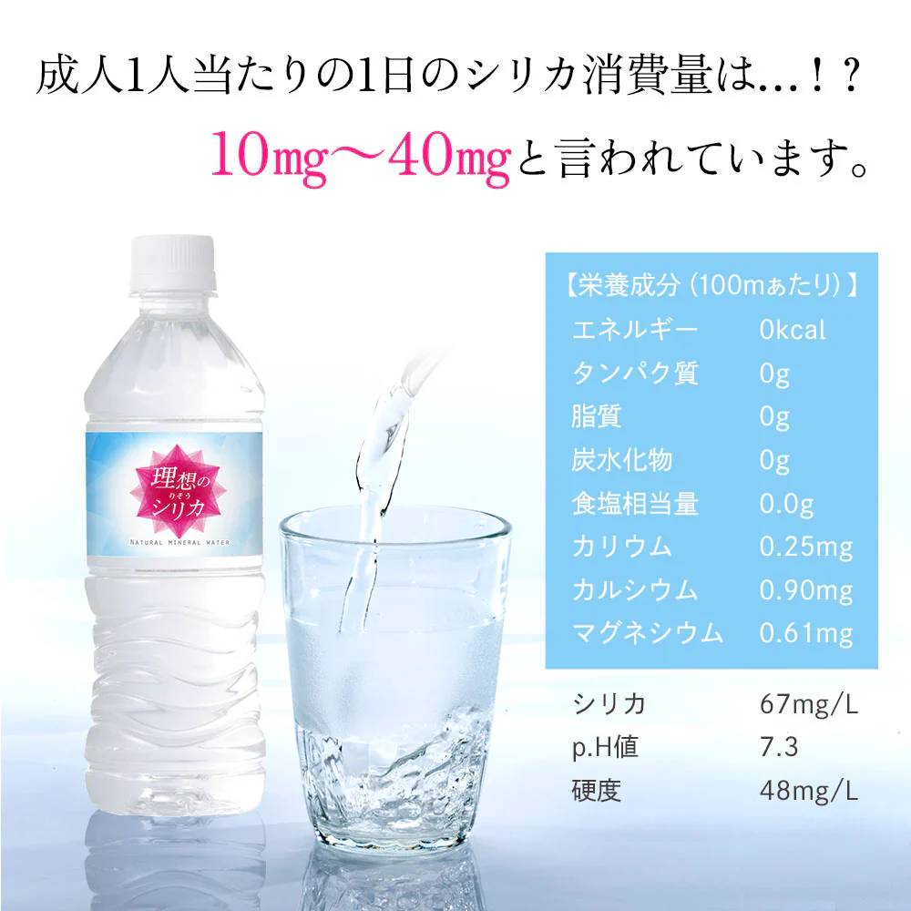 シリカ水 500ml 24本 高濃度シリカ水 シリカウォーター 理想のシリカ ミネラルウォーター ケイ素水 天然水 天然シリカ 水 軟水 国産 鳥取県産