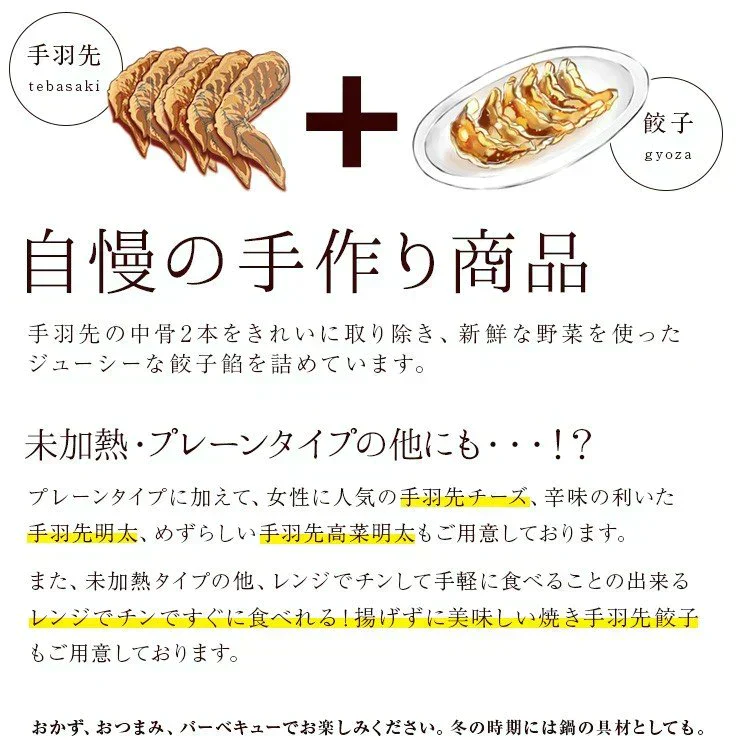 手羽先餃子(手羽餃子/てばぎょうざ/手羽先ギョーザ) 10本入(約550g)  冷凍食品