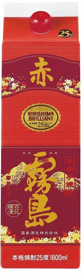 霧島酒造 赤霧島 芋 25度 パック 1800ml 1.8L 1本【ご注文は12本まで一個口配送可能】