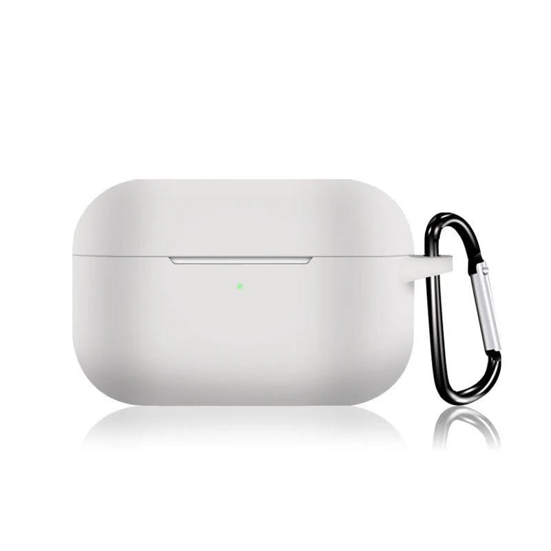 AirPodsPro対応ケース 紫 シリコン AirPods Pro Case カバー カラビナ付き エアーポッズプロケース 防塵 耐衝撃 air pods proケース ソフトケース フック付き