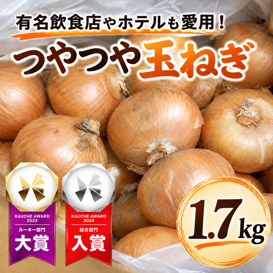【10営業日以内に発送】有名飲食店やホテルも愛用！ つやつやたまねぎ 約1.7kg（1500-1700gでお届け）玉ねぎ 玉葱 野菜 青果 市場直送【カウシェファーム収穫対象商品】