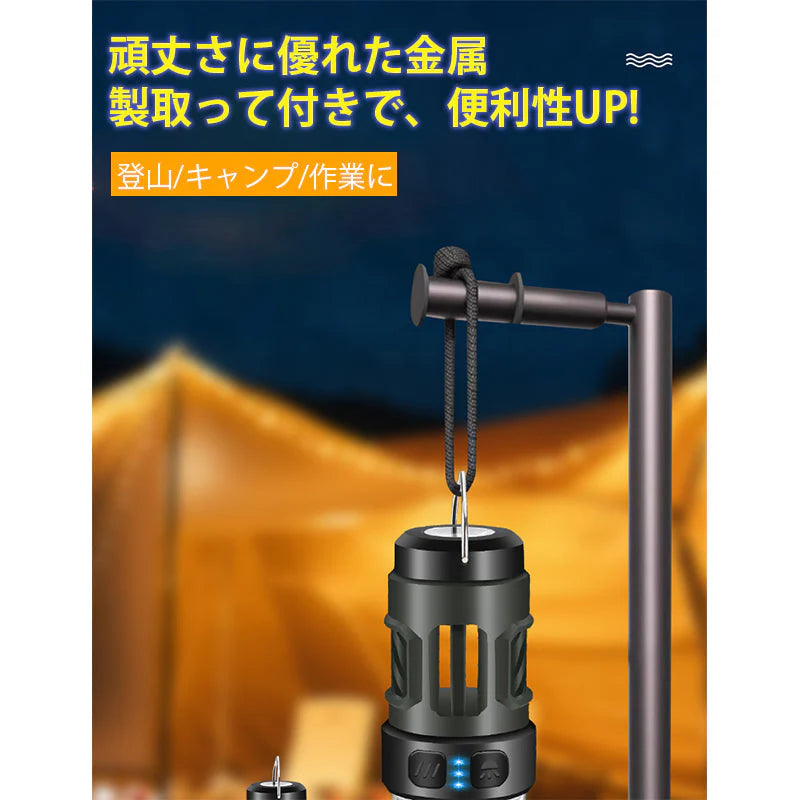 即納 LEDランタン ライト リチウム電池付き 点灯5種類 防水 Type-c充電 使用時間：3-5ｈ 超軽量 三脚スタンド付き  w620