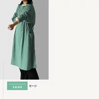 【グレー】割烹着 2way エプロン あったか 暖かい 無地 可愛い おしゃれ ロング丈 前開き かっぽう着 ガウン 大きいサイズ 羽織り 長袖 大人 保育士 コットン 綿100%