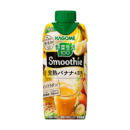【送料無料】KAGOME カゴメ 野菜生活１００ Smoothie 完熟バナナ＆豆乳Mix 330ml×48本 (4ケース)