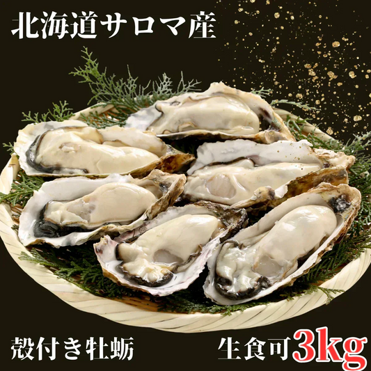 北海道 牡蠣 3Kg カキ サロマ湖産 生カキ 産地直送 生食用 殻付 カキ殻 大粒 殻 付き 牡蠣 グラタン牡蠣 北海道 お歳暮 年末 3キロ プリプリ 牡蠣 殻付き 牡蠣 ギフト 冷蔵 生きたまま 活牡蠣 かき 牡蠣 生食 紋別 冬グルメ