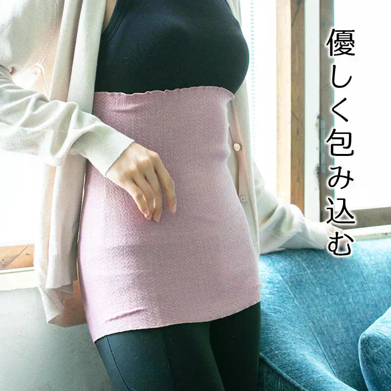 【フリー-ピンク】【商品名：日本製シルク腹巻】