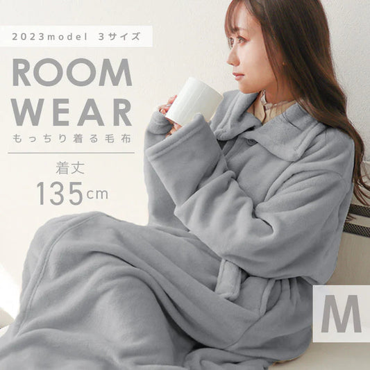 【Mサイズ】【グレー】着る毛布 ルームウェア S M Lサイズ 毛布 あったかグッズ ルームウェア 冬 もこもこ パジャマ レディース かわいい メンズ ロング ショート マタニティ ナイトウェア ブランケット 部屋着 おしゃれ 可愛い 秋冬