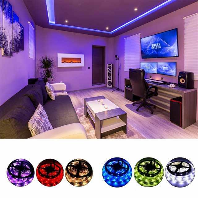 当日発送 LEDテープライト Bluetooth LEDテープ型 防水 5050 SMD LED付 カラー選択可能 正面発光 切断可能 ledテープライト DIY w309B(ホワイト)