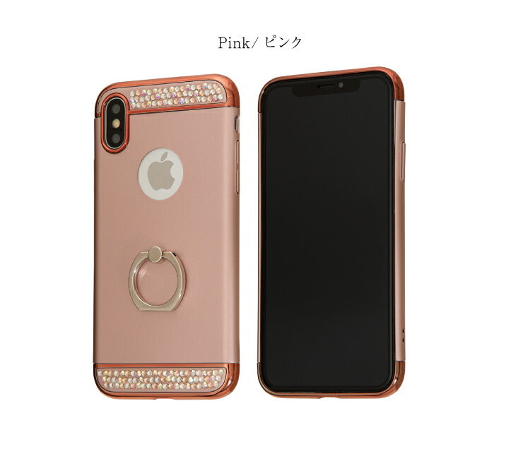 (iPhone7plus/8plus/レッド)スマホケース iPhoneX XS ケース リング付 iPhone7 iPhone8 キラキラ デコ かわいい おしゃれ アイフォン カバー(代引不可)【メール便】【送料無料】