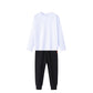 2点セット ブラック 110cm Tシャツ長袖 白 1枚 と スウェットズボン1枚 体育 体操服 子供 キッズ パンツ 秋 春 冬 通気性 運動会 イベント 男女兼用 90 100 110 120 130 140 150