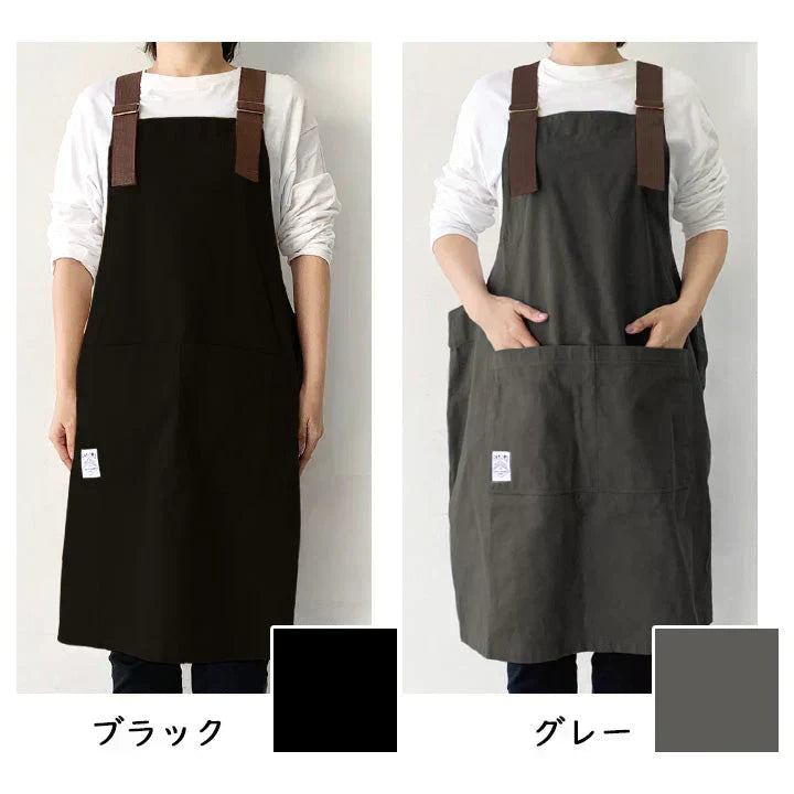 【グレージュ】FABORI ワークエプロン ブルー エプロン メンズ レディース おしゃれ 男女兼用 フリーサイズ かぶり かぶるだけ ガーデニング 膝丈 シンプル DIY 無地 大人 プレゼント ギフト 父の日 保育士