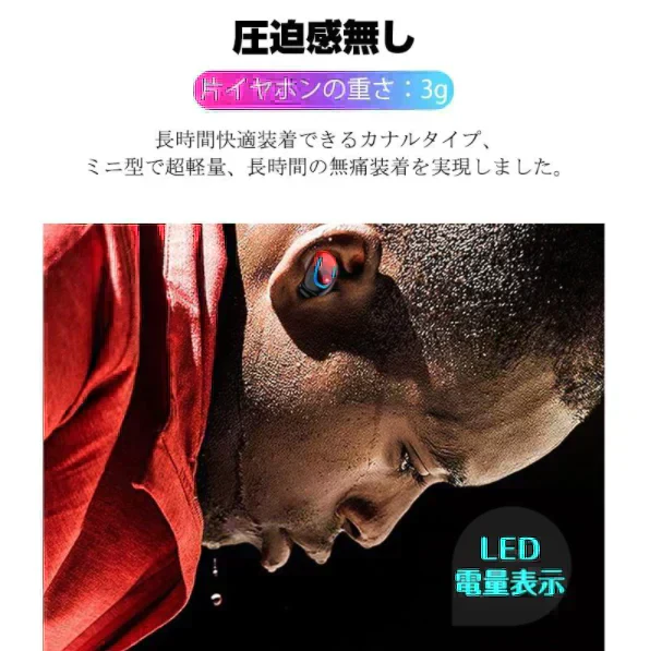「在庫処分商品」ワイヤレスヘッドセット Bluetooth5.0+EDR イヤホン ワイヤレスイヤホン 左右分離型 小型軽量 カナル型 600mAh充電式収納ケース付き Siri対応 日本語音声通知