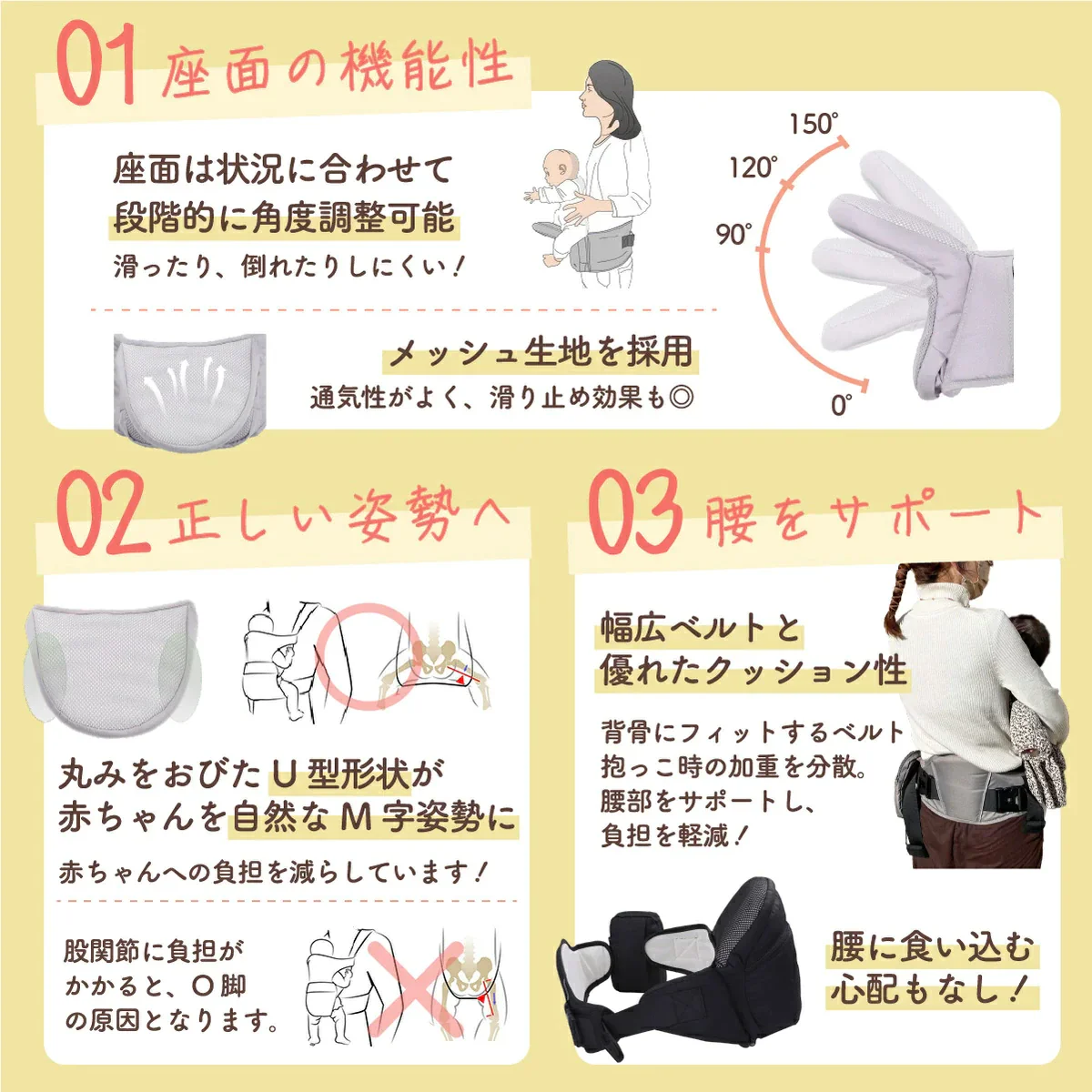 【グレージュ】ヒップシート 抱っこ紐 20kg 耐荷重 折りたたみ 赤ちゃん 収納ポーチ サイドポケット だっこひも 通気性 ギフトボックス付き 出産祝い 贈り物 抱っこ Berpy (バーピー)