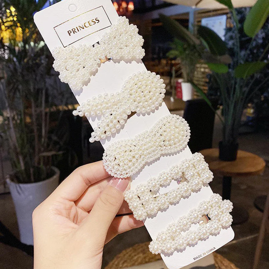 (セット)ヘアピン5点セット ランダム パール ヘアクリップ スリーピン パールヘアピン ヘアアクセサリー