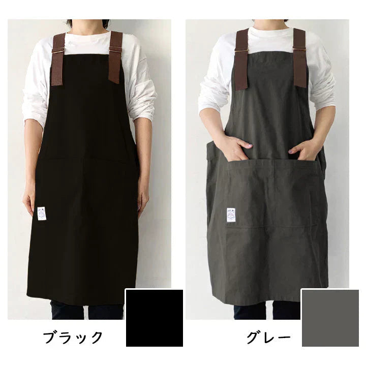 【グレー】FABORI ワークエプロン ブラック エプロン メンズ レディース おしゃれ 男女兼用 フリーサイズ かぶり かぶるだけ ガーデニング 膝丈 シンプル DIY 無地 大人 プレゼント ギフト 父の日 保育士