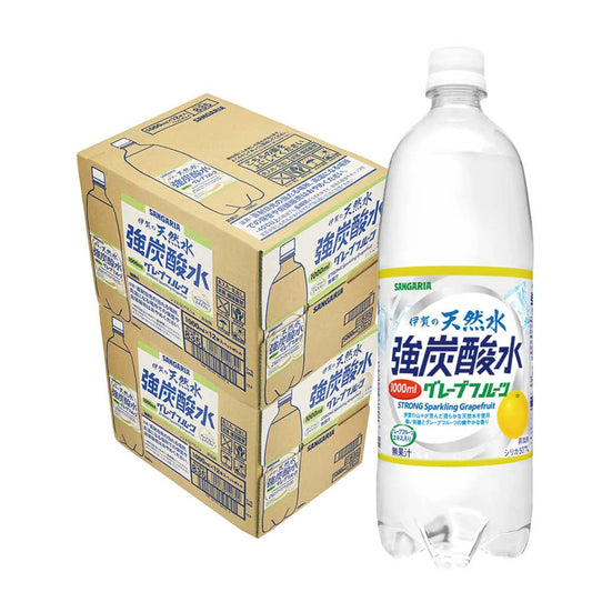 【送料無料】サンガリア 伊賀の天然水 強炭酸水 グレープフルーツ  1000ml(1L)×24本（2ケース）