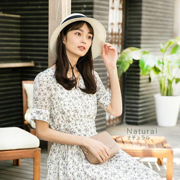 【フリー56-58.5cm-ナチュラル】【バケットストローハット】