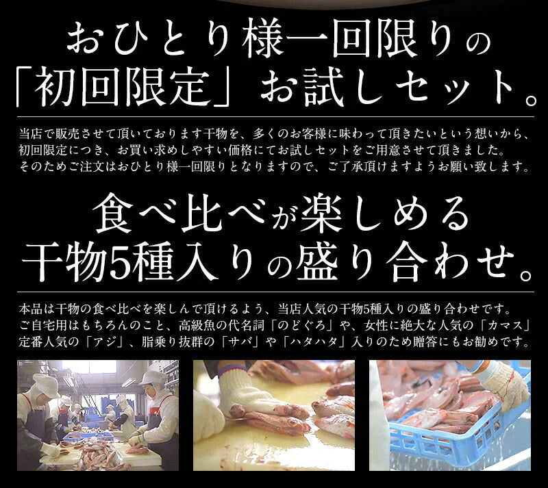 干物 初回限定 お試しセット 詰め合わせ 5種 干物セット おつまみ 魚 のどぐろ カマス アジ サバ ハタハタ 一夜干し 海鮮 魚介 詰め合せ 美味しい つまみ 酒のつまみ 酒の肴 乾き物 やみつき 贈り物 贈答 誕生日 贈答品 食品 母の日 プレゼント ギフト  母の日思いの 健康