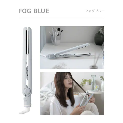 ヘアアイロン ストレートアイロン マイナスイオン 瞬間50秒 海外対応 プロ仕様230℃ フォグブルー AND・DECO