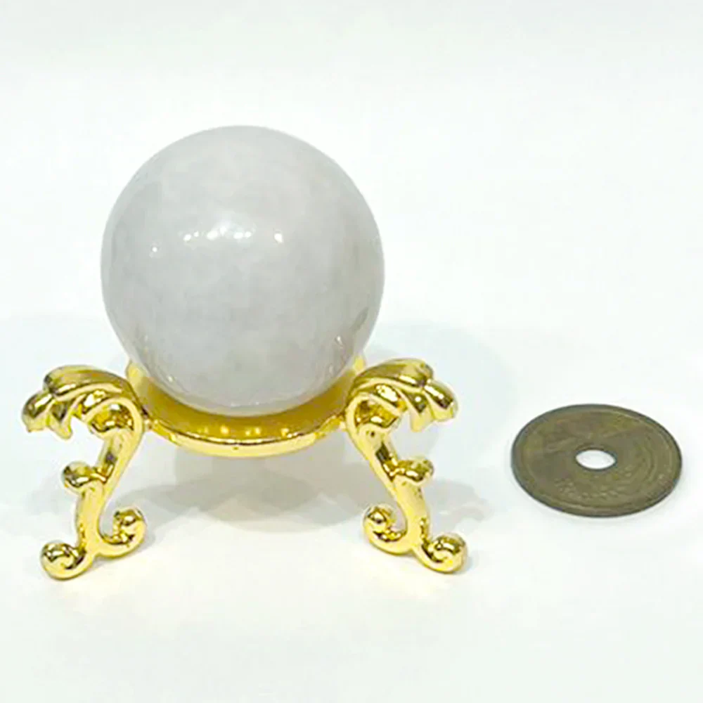 本翡翠 丸玉 置物 33mm