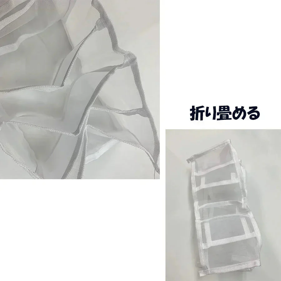 メッシュ 収納ケース ズボン 仕切り 6マス 収納ボックス 収納 ジーンズ 衣類 仕切り付き 仕切り収納 下着 収納 整理 収納ケース 衣類収納　靴下 パンツ ハンカチ タオルハンカチ シンプル 折りたたみメッシュ グレー