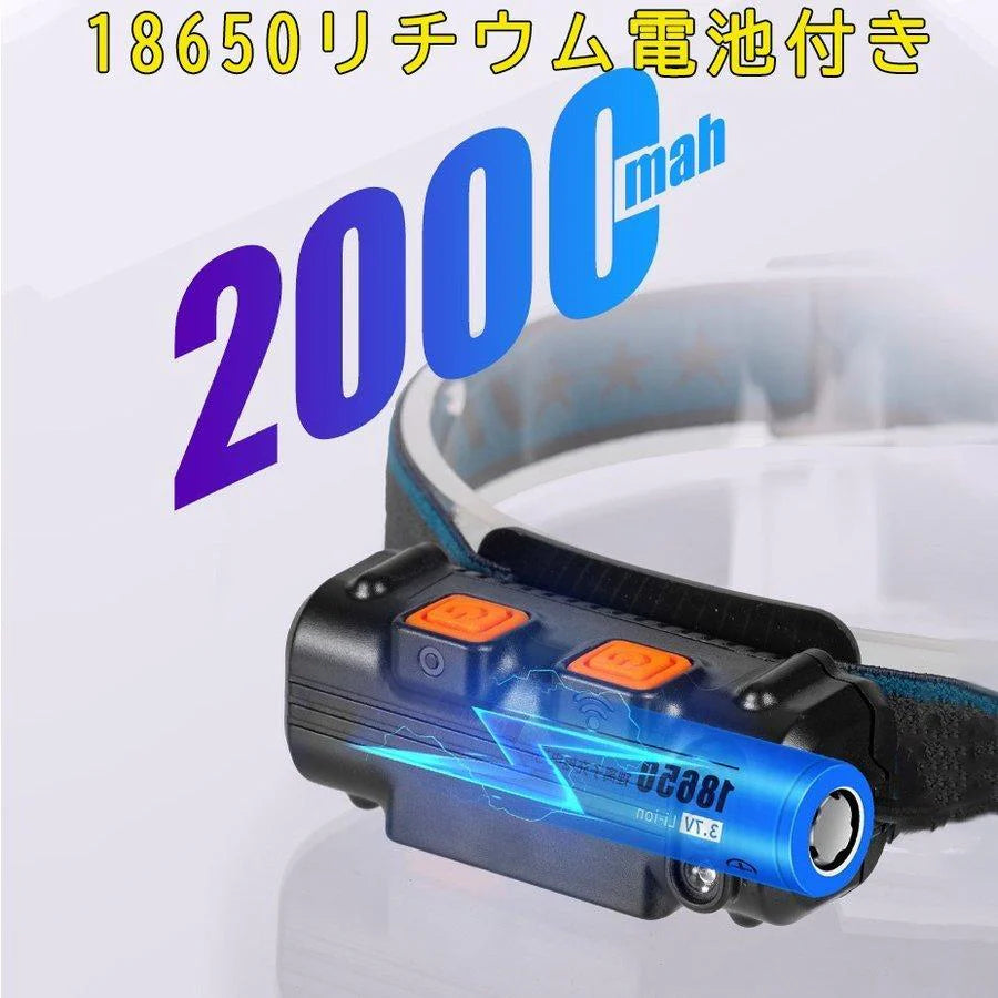 進化版 ヘッドライト充電式 LED 記憶機能付き 明るい 5つランプビーズ 6つ点灯モード センサー 90°角度調整可能 電池残量指示 防水 防災 夜釣り w228