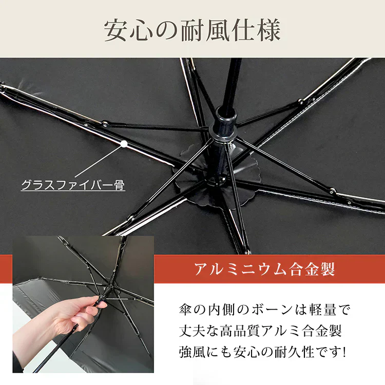 ◎5月下旬~6月上旬発送予定◎【オフホワイト×グレー】日傘 完全遮光 折りたたみ UVカット 軽量 6本骨 晴雨兼用 遮光100% 傘 かさ 折りたたみ傘