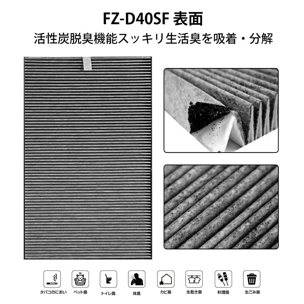 【全て日本国内発送】シャープ 空気清浄機対応 FZ-D40SF 交換用フィルター 集じん・脱臭一体型フィルター 空気清浄機用交換部品 （形名：FZ-D40SF) 互換品　 1枚