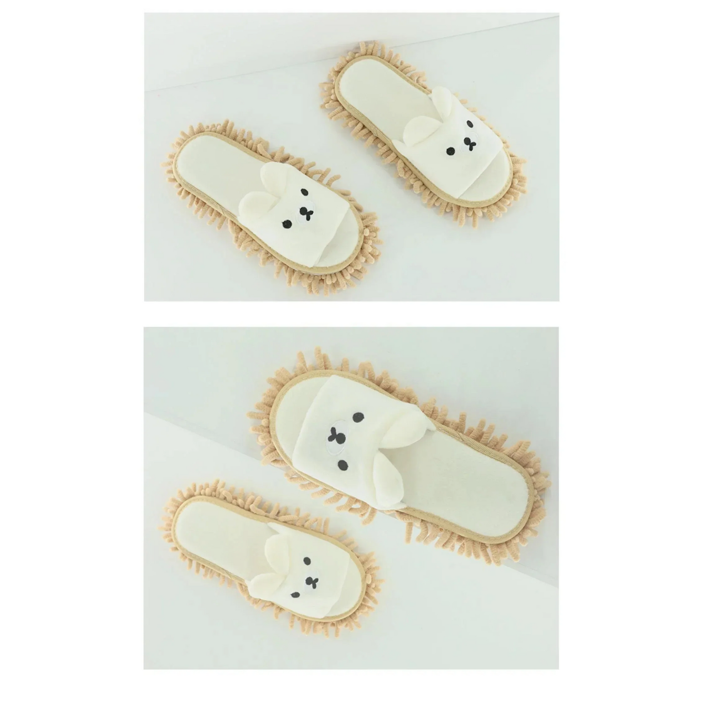 スリッパ クリーム L モップスリッパ 前開き かわいい 子供 大人 レディース メンズ ジュニア 女性 男性 床掃除 ファミリー カップル用 室内 履物 床拭き 静音 家族でお揃い