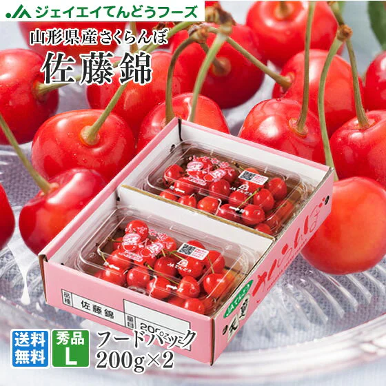 早期予約 さくらんぼ 山形県産 佐藤錦 Lサイズ ご家庭用 200g×2フードパック バラ詰め