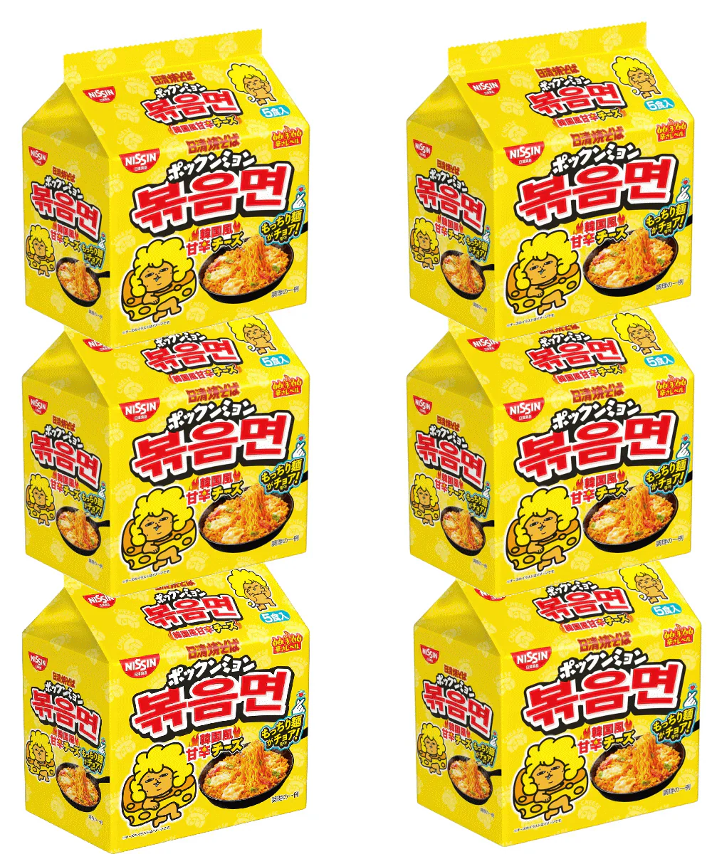 【袋麺 焼きそば30食格安特集】新発売 日清 焼そば ポックンミョン 韓国風甘辛チーズ 5食×6入り トッピングに最適な韓国のり付き