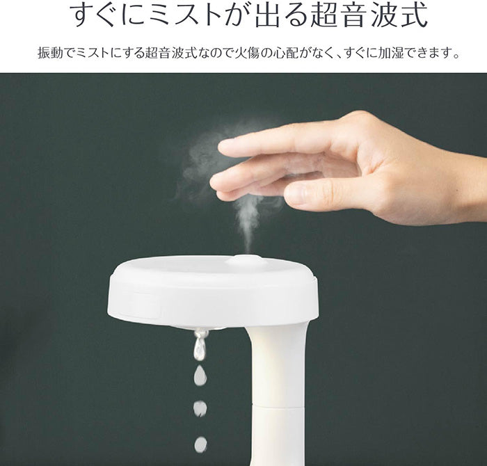 グリーンハウス 【GH-UMAA-WH】 水滴がのぼるUSB加湿器 超音波 空焚き防止 ミスト 反重力 流水 お手入れ簡単 パソコン 家電