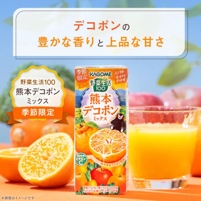 野菜生活100 熊本デコポンミックス 195ml 紙パック 48本 (24本入×2 まとめ買い) カゴメ 野菜ジュース【おすすめ大人数シェア買い】