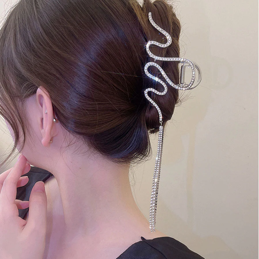 (ゴールド)キラキラヘアクリップ 大きめ バンスクリップ ヘアアクセサリー オシャレ 髪飾り 上品 パーティー飾り
