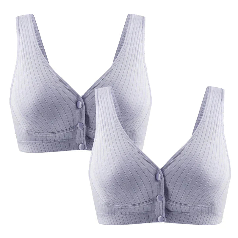 2枚セット グレー XXLサイズ ブラジャー 授乳ブラ ベスト型 哺乳用 インナー 前開き ノンワイヤー ナイトブラ コットン 妊娠 出産 下着 肌着 育児 マタニティ 通気 ボタン 綿