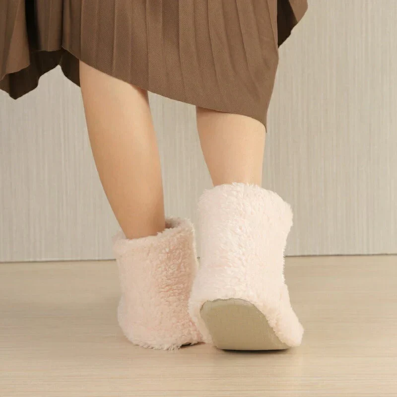 【ホワイト　M】ルームシューズ プレゼント 冬 メンズ もこもこ 子供 ボア あったか 暖かい ブーツ ロング キッズ スリッパ 北欧風 おしゃれ 冬用 秋 洗える スエード ルームブーツ 室内履き 冷え性 防寒 カップル ユニセックス
