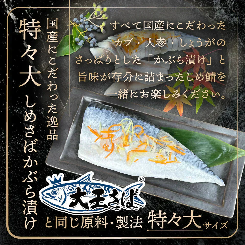 ◆フードロス削減◆訳あり◆1枚200gの国産鯖使用🐟 特々大しめさば 5種セット プレーン／昆布〆／炙り／かぶら漬け／柚子風味