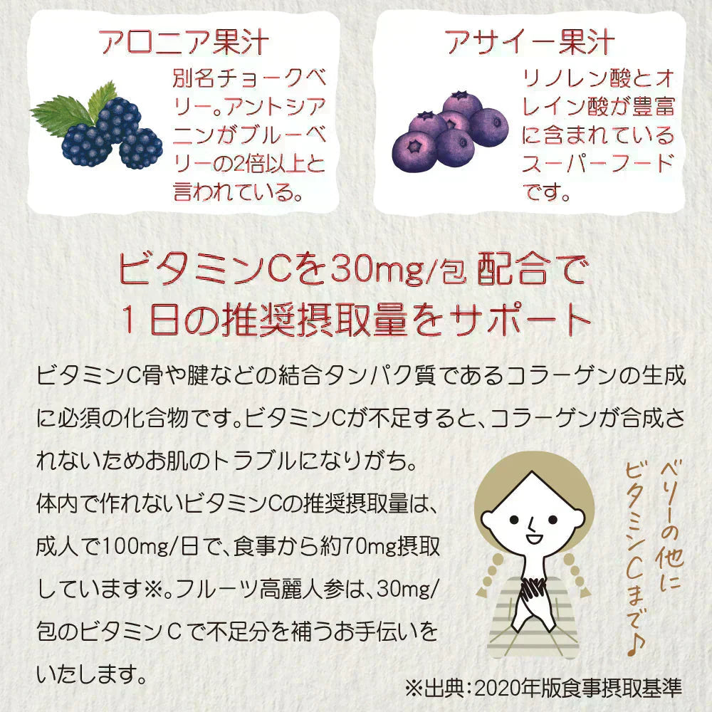 【美容成分たっぷり】フルーツ高麗人参60g(3g×20包) 高麗人参 6年根 ｴｷｽ 韓国産 サポニン 漢方 田七人参 更年期 サプリメント 酵素 フラボノイド 血圧 エクオール ビーツ めぐり ホットフラッシュ 女性ホルモン イライラ 便秘 発酵 イソフラボン