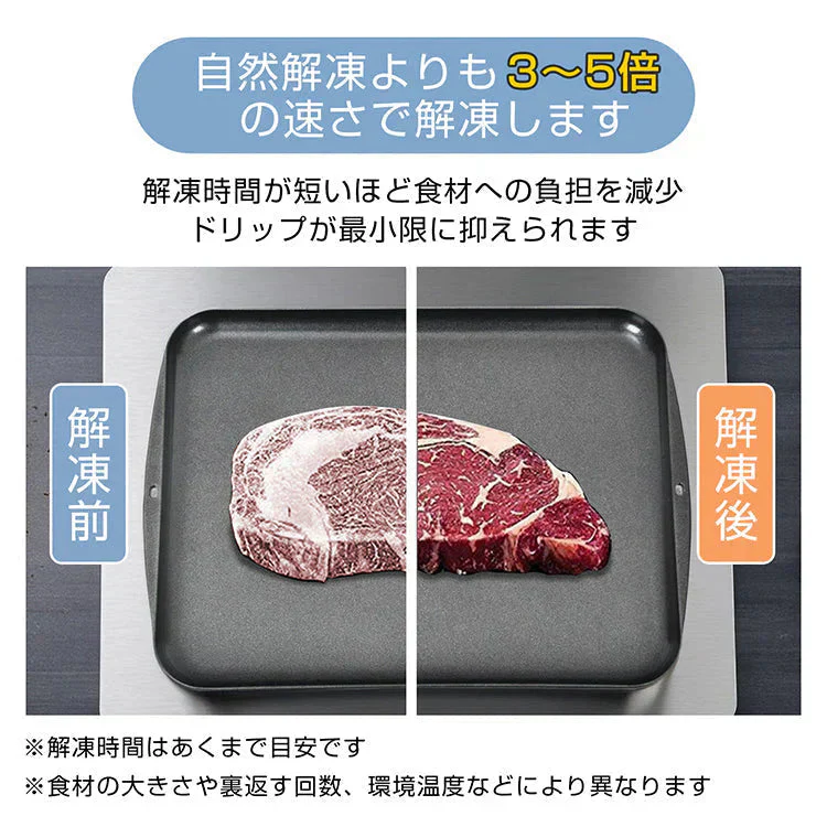 解凍プレート 急速解凍 置くだけ SNS話題 自然解凍 時間短縮 解凍板 解凍皿 まな板 アルミ合金 肉 魚 冷凍食品 便利グッズ 超薄型 キッチン エコ 電気不要