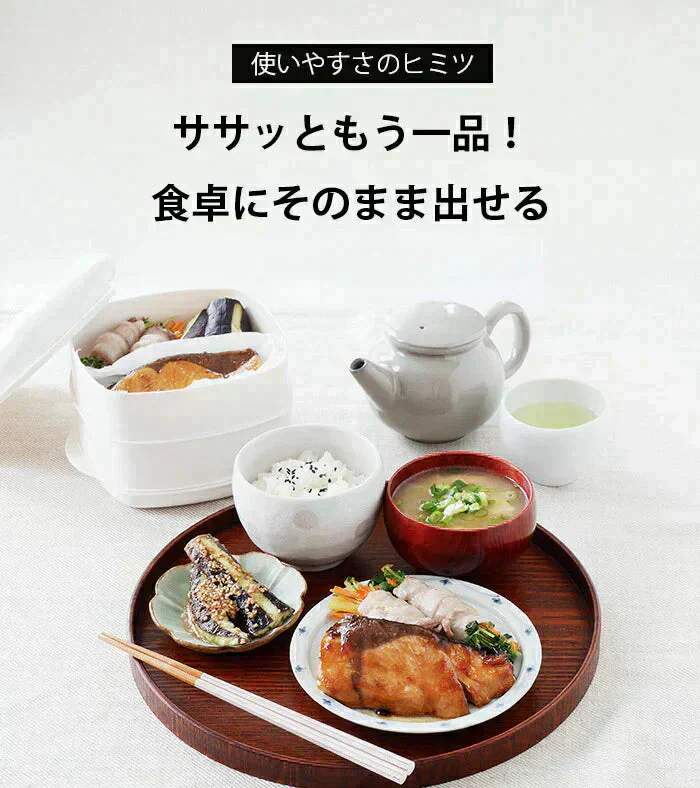 簡単♪蒸し料理 蒸し野菜 温野菜 スチーマー せいろ蒸し器 日本製 初心者 電子レンジ 食洗器対応 スチームクッカー フードスチーマー / 伊原企販 ふたしなセイロ