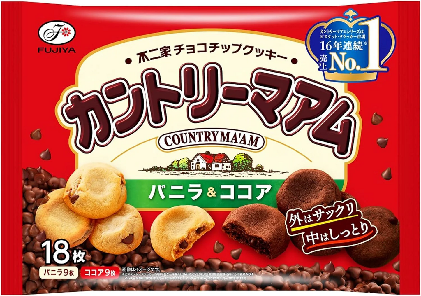 【送料無料】不二家 カントリーマアム（バニラ＆ココア）18枚×18袋