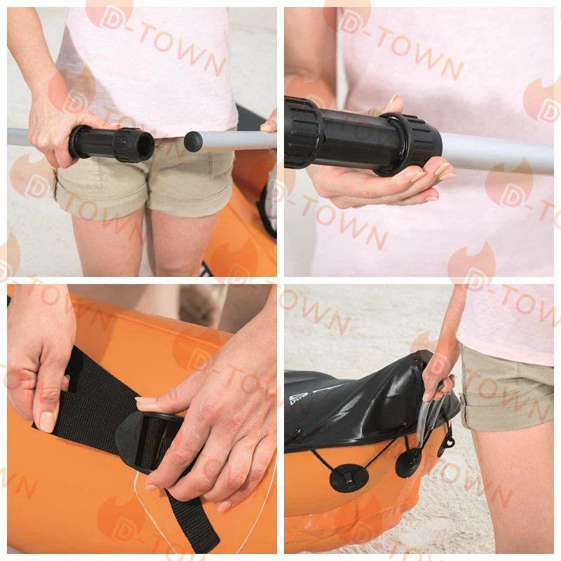 カヤック 初心者 エクスプローラー ゴムボート アップグレード パドル軽量化 プロカヤック 手動ポンプ 修理キット 座席２席 アルミ製組立 パドル2本付属