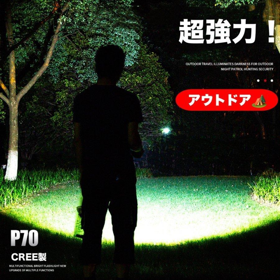 LEDライト 多機能懐中電灯 ハンディライト LED 充電式 超強力 ズーム 多モード 充電池付き 軍用 作業灯 停電 防水 防災対策 LEDライト ズーム機能