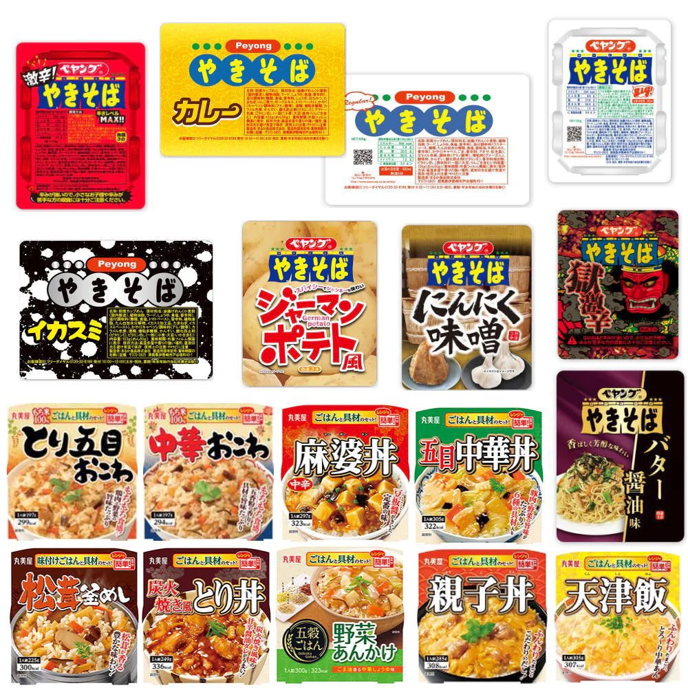即食 時短食 にぎわい広場  丸美屋 釜飯 具材付きセット米飯 9種に ペヤング焼きそば 9個 18個セット