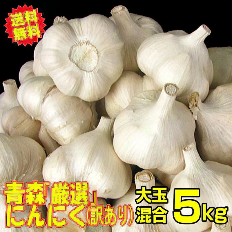 【新物】令和8年産 青森県産にんにく 5kg 訳あり C品 Mサイズ以上大玉混合 福地ホワイト六片種
