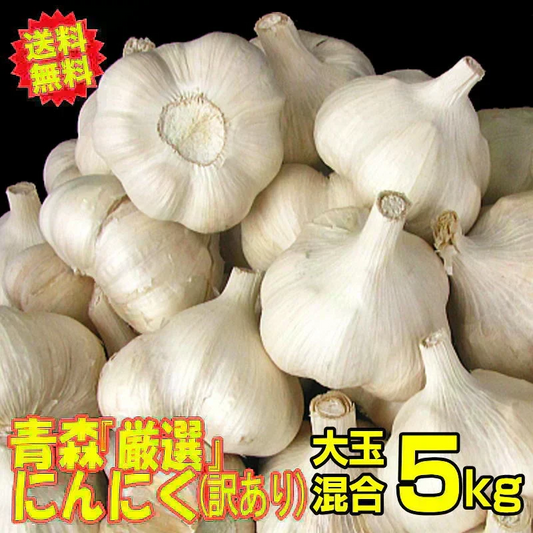 【新物】令和8年産 青森県産にんにく 5kg 訳あり C品 Mサイズ以上大玉混合 福地ホワイト六片種