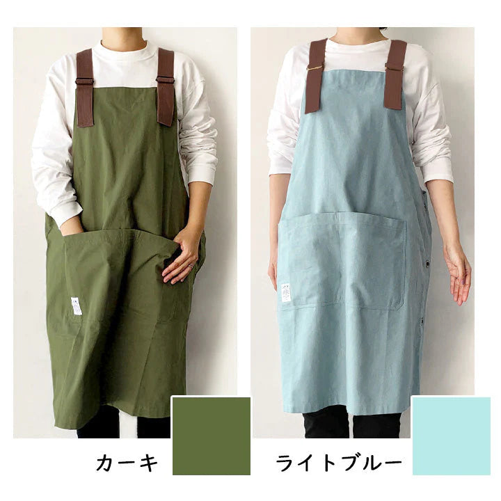 FABORI ワークエプロン ベージュ エプロン メンズ レディース おしゃれ 男女兼用 フリーサイズ かぶり かぶるだけ ガーデニング 膝丈 シンプル DIY 無地 大人 プレゼント ギフト 父の日 保育士