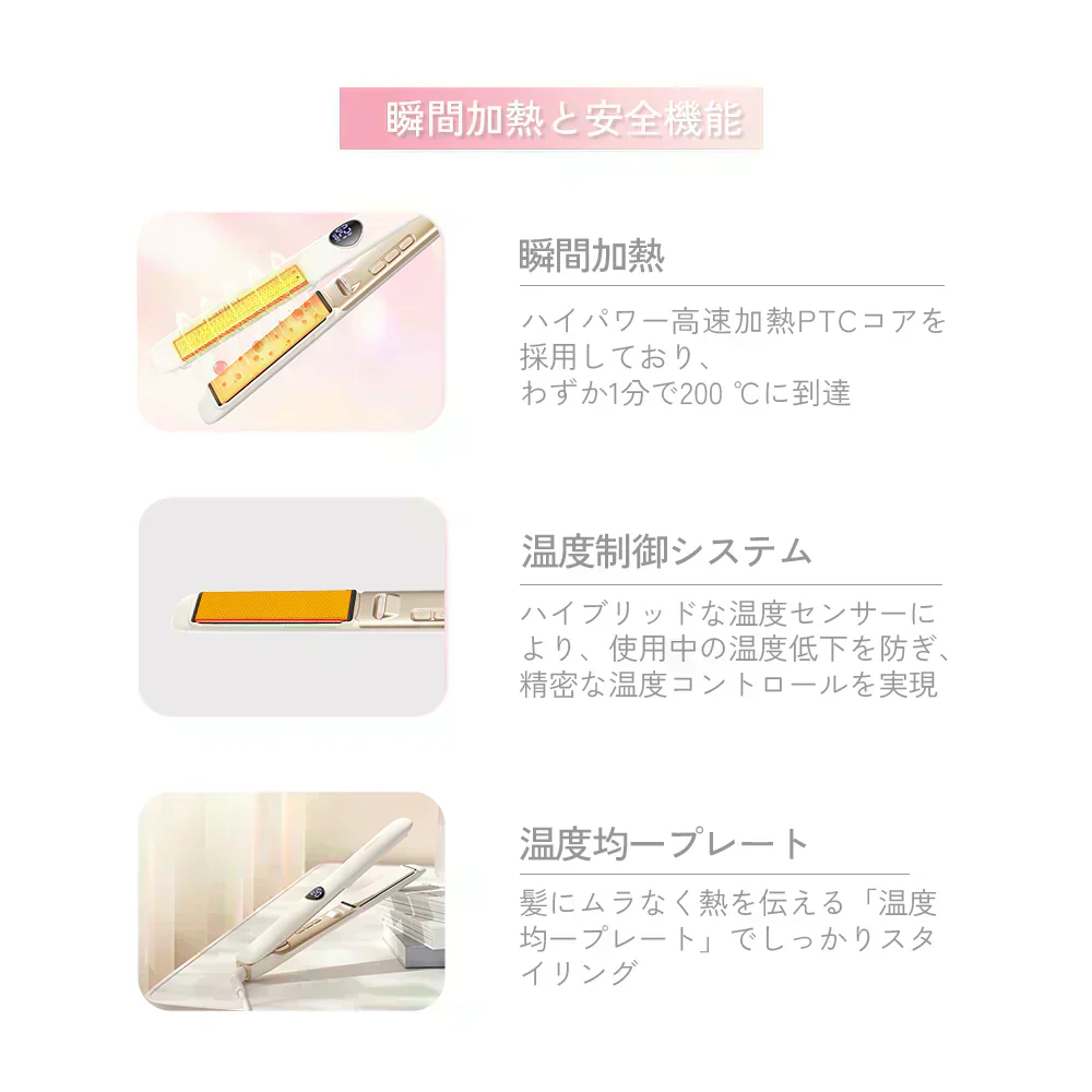 Sarlisi サーリシ ヘアアイロン ストレート MAX230℃ マイナスイオン くせ毛 ストレートアイロン イオン 保湿 軽量 前髪 コテ 2way ヘアケア カール 持ち運び 24mm 初心者 誕生日 ギフト SAHK07YE